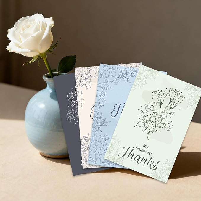 48Pcs Thank You Cards with Envelopes and Stickers for Weddings, Bridal Shower, Baby Shower, Small Business