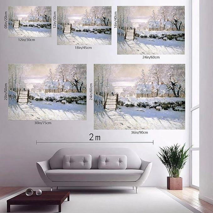 Claude Monet - The Magpie Poster Print for Room Aesthetics Canvas Wall Art Print Frame 12x18inch(30x45cm)