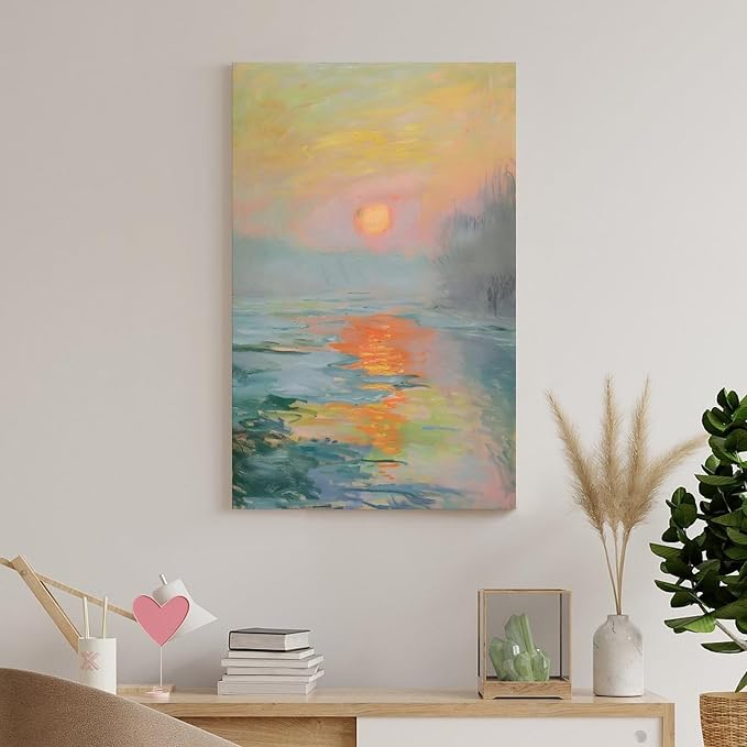 Vintage Canvas Wall Art Monet Impressionist Oil Painting Print Sunrise Living Room Decor_upscayl_4x_realesrgan-x4plus Canvas Poster Wall Art Picture Prints Hanging Photo Gift Idea Decor Home Posters A