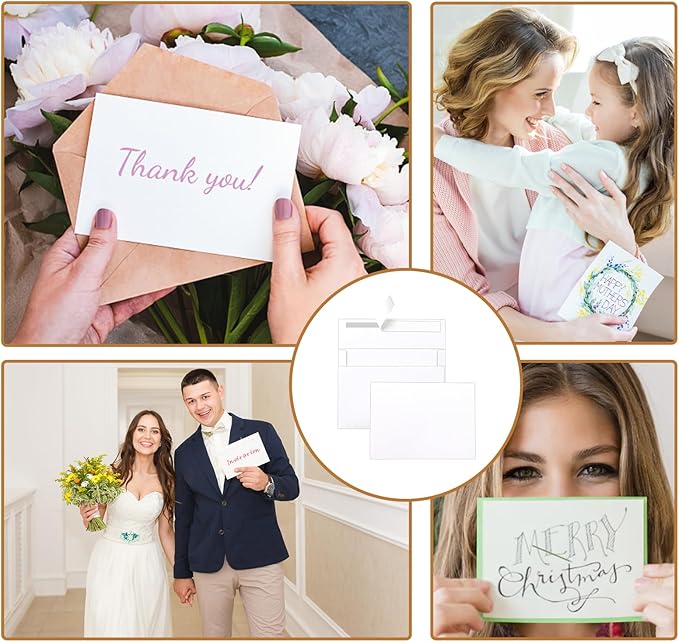 White Blank Flat Cards and Envelopes 4 x 6 Heavyweight Single Panel Cardstock and A4 Envelopes Printable Self Seal 20 Packs for DIY Wedding Invitations, Birthday, Thank You Cards, Graduations