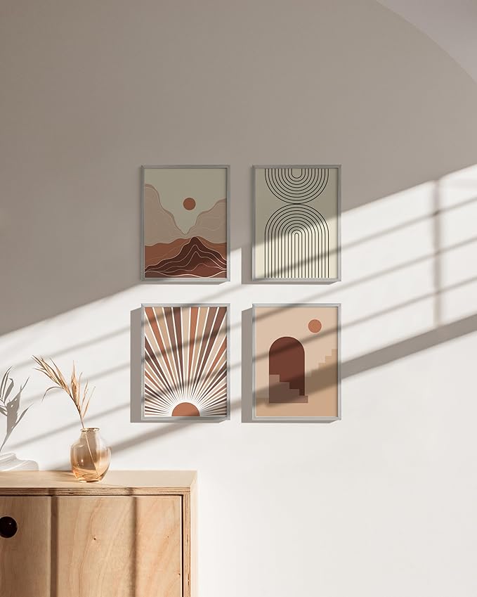 HAUS AND HUES 9x12 Silver Metal Picture Frames - Features Premium Aluminum, Vertical & Horizontal Hang, Shatterproof Plexiglass - Perfect for Home, Room, Office (9x12 in, Silver, Set of 4)