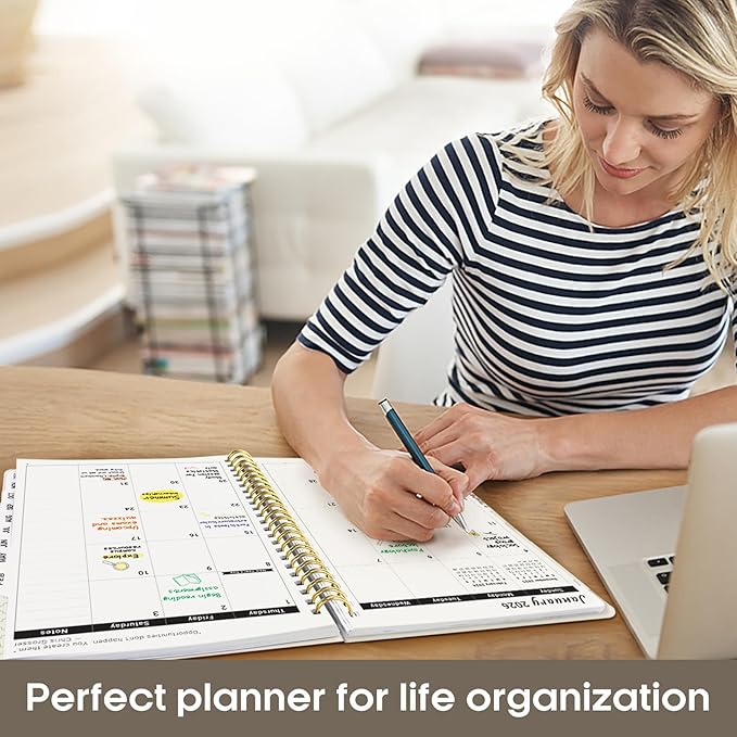 2026 Planner, Weekly and Monthly Calendar Planner for Women, Jan 2026 - Dec 2026, Hardcover Planning Agenda book with Tabs, Spiral Bound, Inner Pocket, Perfect for School Office Supplies, 8.5" x 11" - Gray