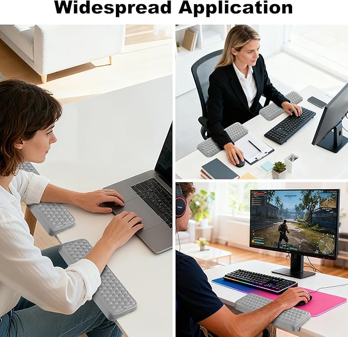 L-Shaped Arm Rest for Desk(2-Piece) Made of Memory Foam,Footrest for Under Desk at Work.Ideal for Office and Home Use.Reduces Typing Fatigue and Enhances Comfort During Work Or Gaming(Gray)