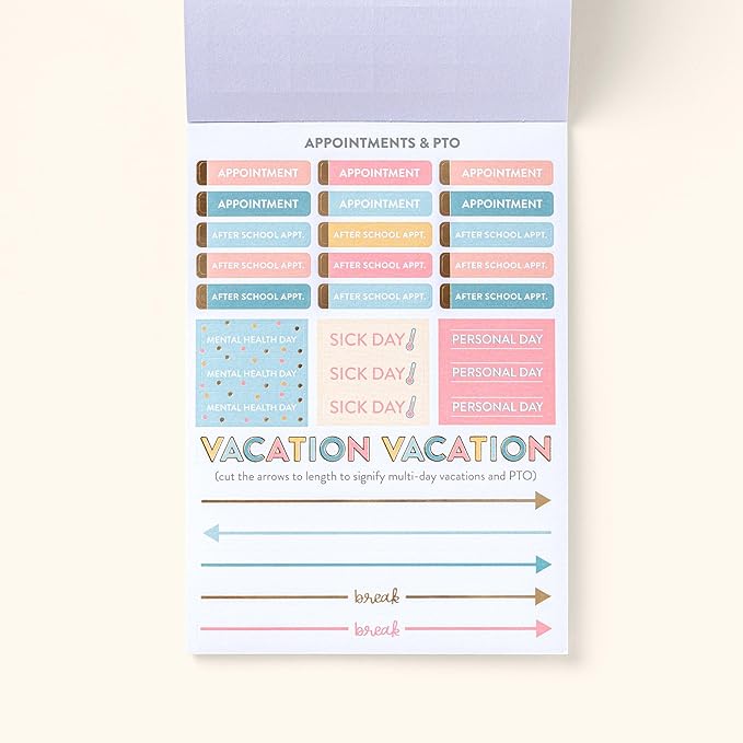 PPP Teacher Sticker Book | Pack of 15 | 503 Colorful Stickers | Assorted Sizes | 5x7 Sheets of Stickers | Gold Foil Stamping | Personalize Your Planner with Flags, Tabs, & Blocks for Educator Events