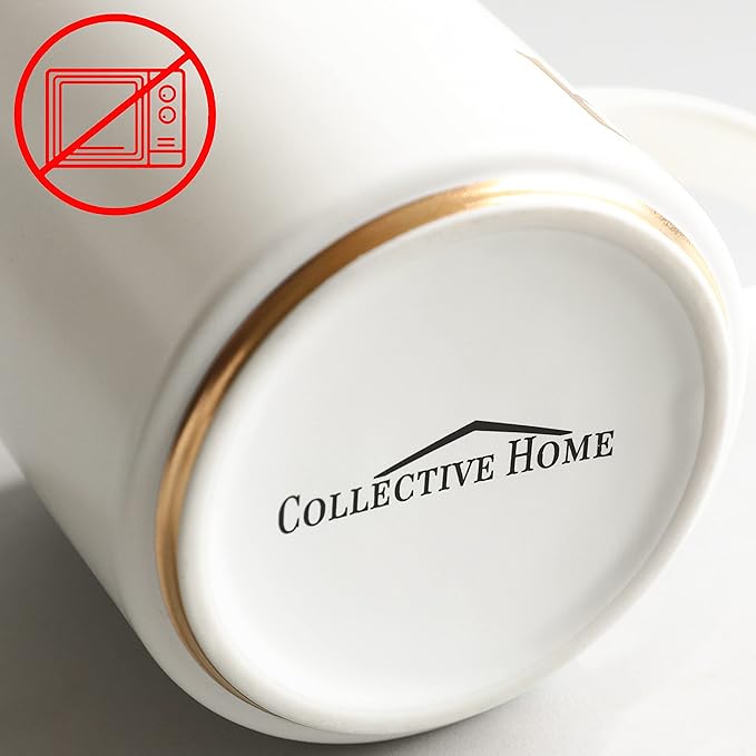 COLLECTIVE HOME - Monogram Ceramic Mugs, 15 oz Golden Initial Coffee Cups, Elegant Alphabet Tea Mugs, Elegant Personalized Mug with Gift Box, Luxurious Cups for Office and Home (p)