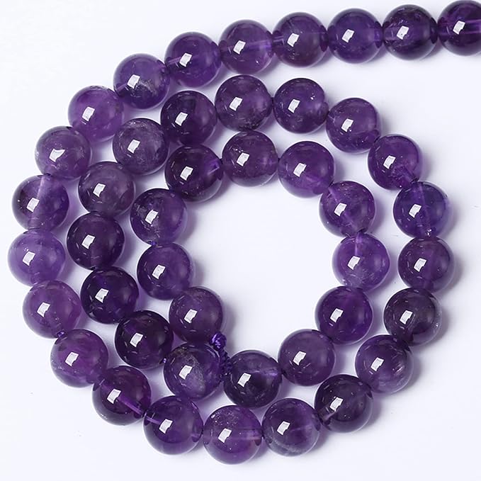 8MM 46PCS Natural Stone Purple Amethyst Crystal AAA Grade Quartz Beads for Jewelry Making DIY Bracelet