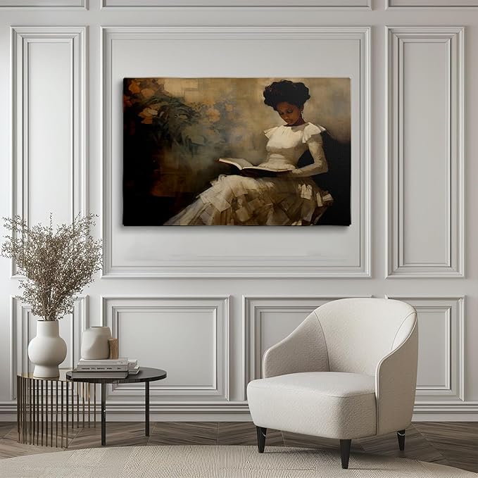 Vintage Black Female Portrait Reading Book,Black Women Vintage Art,Black Woman Print Art,Victorian African Female American Portrait,Reading Lovers Room Decor,Present For Mom20x30 Framed