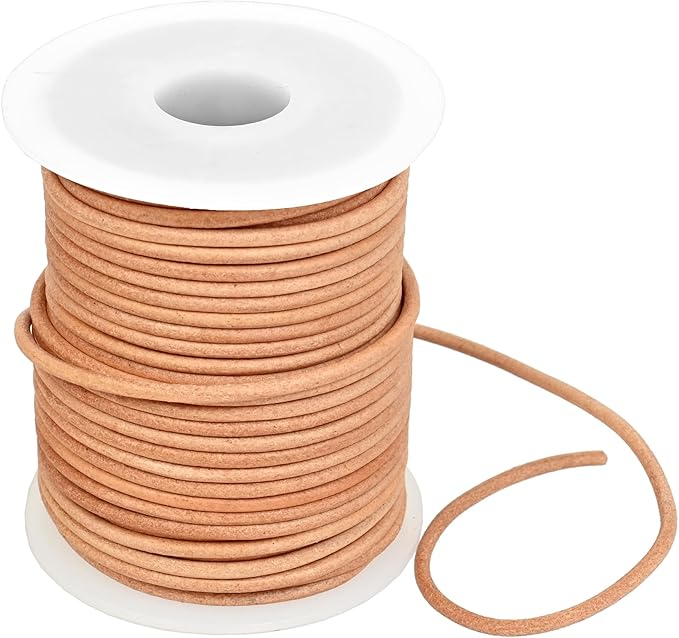 GENIQUE Real/Genuine Round Leather String Cord for Necklace, Bracelets, Jewellery, Braiding (1.5mm, Natural Distressed)