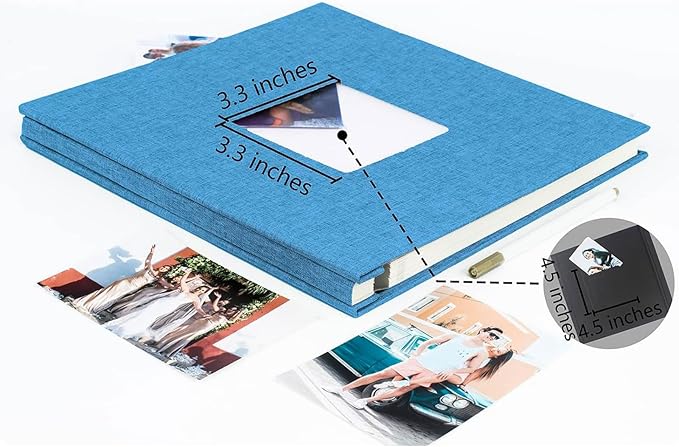 Photo Album Self Adhesive Pages for 4x6 5x7 8x10 Pictures Magnetic Scrapbook Photo Albums with Sticky Pages Books with A Metallic Pen for Baby Wedding Family 13.2x12.8 LightBlue 60 Pages