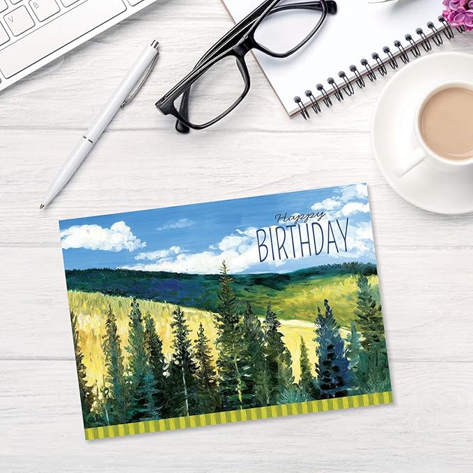 Current Wild America Birthday Greeting Cards by Gregory Gorham - Set of 8 (4 Designs), Large 5" x 7", Happy Birthday Cards with Sentiments Inside