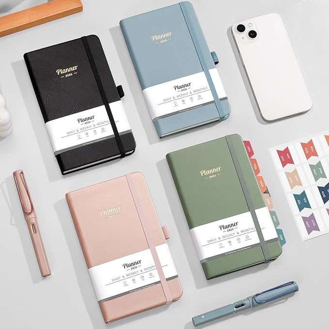 AHGXG Small Pocket Planner 2026-2027, Weekly and Monthly Calendar Planner, 15 Months, JAN 2026 - MAR 2027, Mini Size, Hardcover, Inside Pocket, For Women Men School Home Office Supplies, 3.9''X 6.7'' - Sage Green