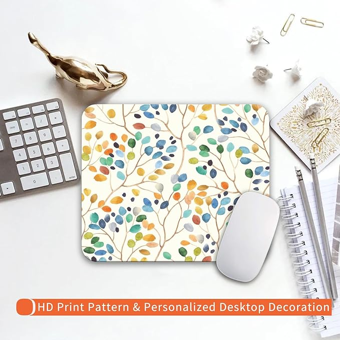 Square Mouse Pad Colorful Forest,Personalized Premium-Textured Custom Mouse Mat Design,Washable Mousepad Cloth,Non-Slip Rubber Base Computer Mouse Pads for Wireless Mouse