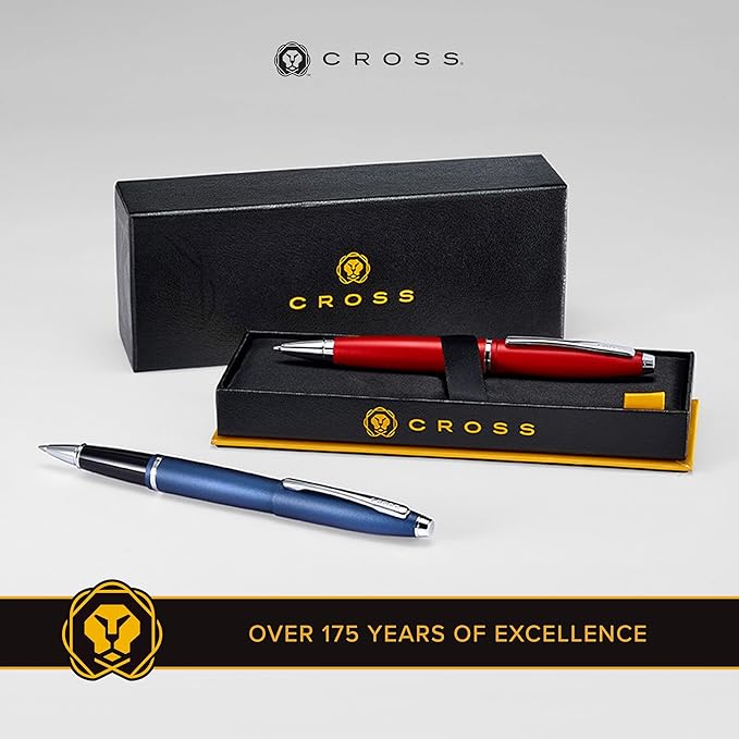 Cross Calais Refillable Ballpoint Pen Presented in a Luxury Gift Box - Medium Point, Black Ink, Matte Metallic Crimson