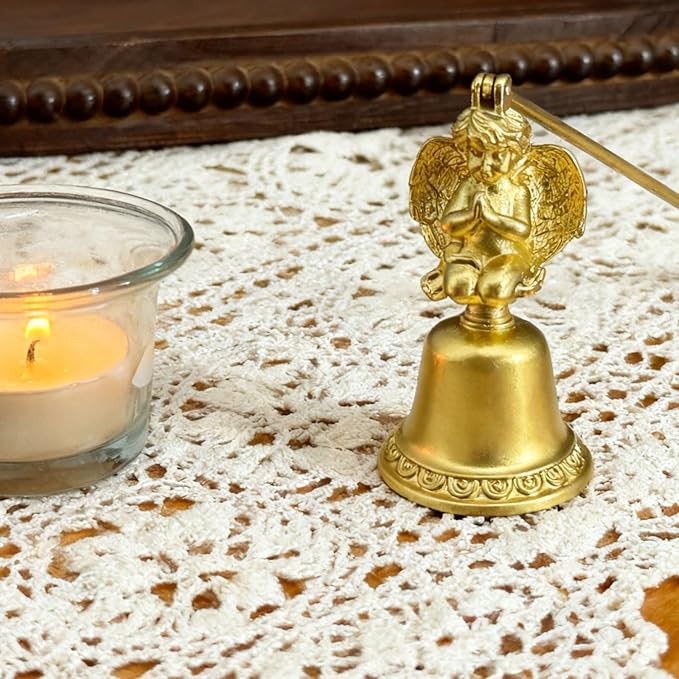 Golden Pray Angel Candle Snuffer, Sweetie Little Courier,Metal Candle Extinguisher with Praying Angel Design, Ideal for Home Daily Use & Gift (8cm x 19cm)