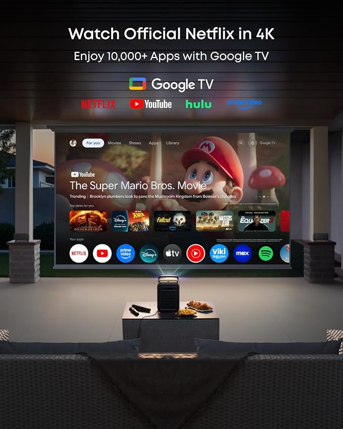 NEBULA X1 Bundle Triple Laser 4K Projector, 3,500 ANSI Lumens, 56,000:1 Contrast, 200W 4.1.2 Surround Sound, Wi-Fi Speaker, 0.9-1.5 Optical Zoom, Smart AI, Dolby Vision, 300" Screen, Micro Gimbal, GTV