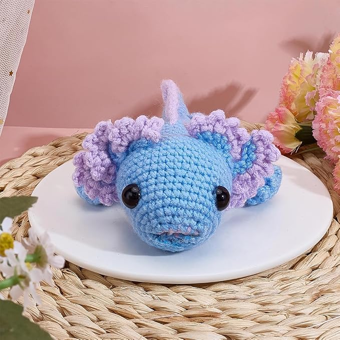ACRNIGHEET Crochet Kit for Beginners 8 Pcs Axolotl Keychain Crochet Kit Kinitting Kits for Beginners Adults Amigurumi Keychain Crafts for Bag Ornament with Step-by-Step Video Tutorials