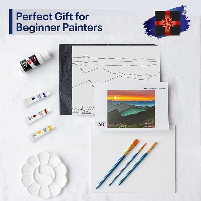 Painting4Real DIY Art Painting Kit for Adults – Learn to Paint Golden Hour with Video Tutorials – 9 Pieces Acrylic Paint Set for Adults –Perfect Christmas Crafts & Holiday Gifts for Art Lovers