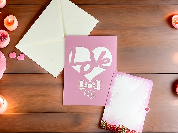 Pop-Up 3D Valentine's Day Card, Love Tree Hearts Greeting Card for Anniversary, Wedding, Engagement - 8" x 6" Cover with Message Note & Envelope - for Wife, Husband, Couple, Girlfriend, Her, Him