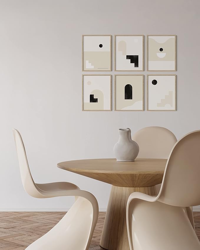 HAUS AND HUES Beige Oak Wood 11x14 Picture Frame - Modern Wood Wall Art Display - Lightweight 11x14 Frame for Art Prints, Photos, Posters - Ready-to-Hang Vertically & Horizontally (Set of 6)