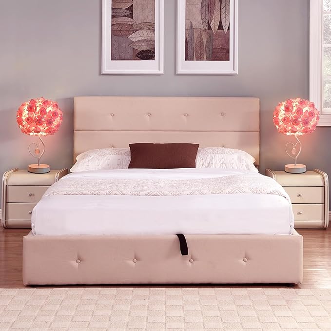 Pink Rose Flower Lamp Romantic Bedside lamp Princess Table Flower Lamp for Nightstand Desk Light for Bedroom Women Girl Dating Christmas Gift Party Wedding Decor Living Room Office