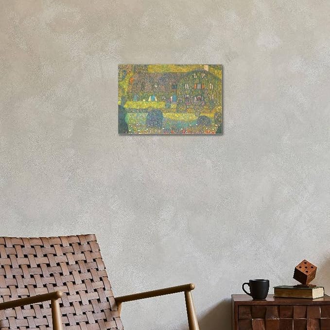 ART.COM Stretched Canvas Print House in Attersee by Gustav Klimt, 24" x 16"