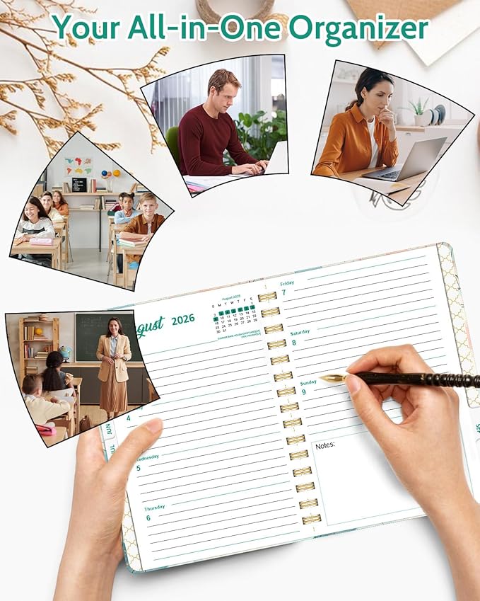 2026 Weekly and Monthly Planner - 2026 Hardcover Calendar Planner, Jan. 2026 - Dec. 2026, Daily Agenda Book with Tabs, Twin-Wire Binding, Back Pocket, School Teacher Student Supplies, A5(6.3" x 8.5") (Butterfly)