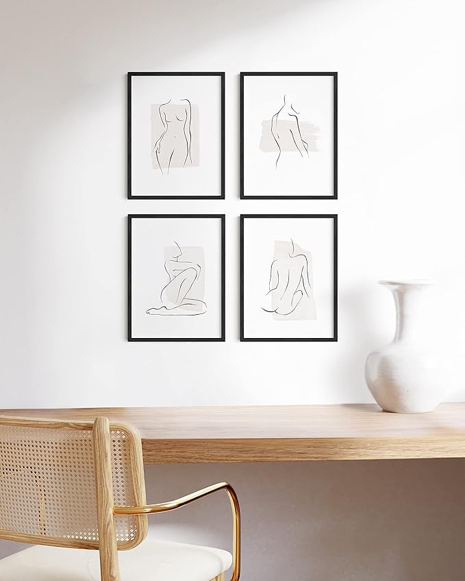 HAUS AND HUES 12x16 Black Oak Frame Set of 4 - Rustic Wooden Poster Holders with Basic Design