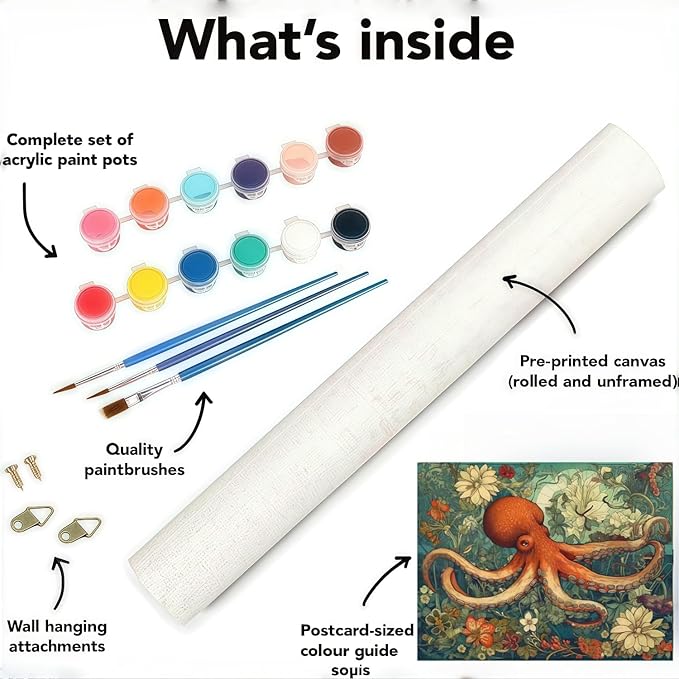 CSZPPQAF Paint by Numbers Kit for Adults Beginner, Animal Octopus Paint by Number Kits on Canvas, DIY Easy Acrylic Watercolor Oil Painting by Numbers for Home Wall Decor 16X20inch