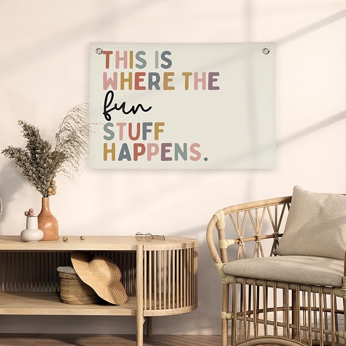 Boho Classroom Decor,Playroom Homeschool Kindergarten Door Decor,This is Where The Fun Stuff Happens, Nursery Kidroom Decor Banner Wall Hanging Flag,Classroom Must Haves Decorations,30x20,