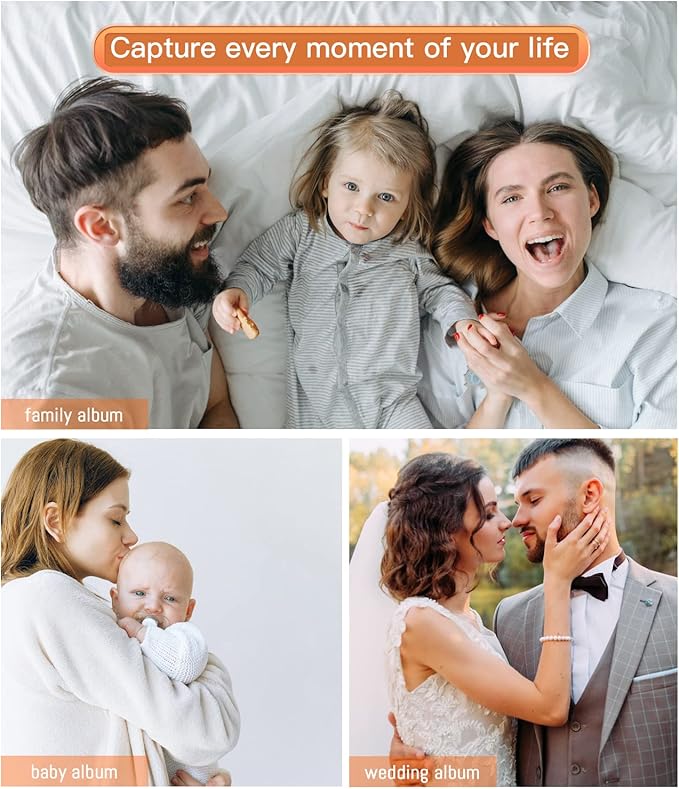 popotop Photo Album Self Adhesive with Picture Display Window,40 Pages DIY Scrapbooking Supplies Kit for 4x6 8x10 Picture,Linen Cover Memory Book for Baby Wedding, with Scraper and Metallic Pen