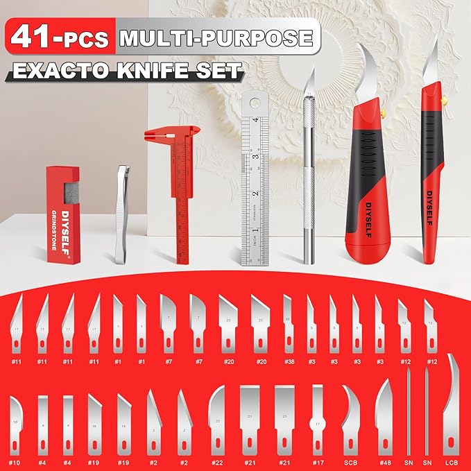 DIYSELF 41PCS Exacto Knife Set, Exacto Knife for Diamond Painting, Fondant, Fabric, Clay, Plastic Models, Paper Cutting, Craft Knife, Scalpel Knife, Hobby Knife, Pencil Knife for Art