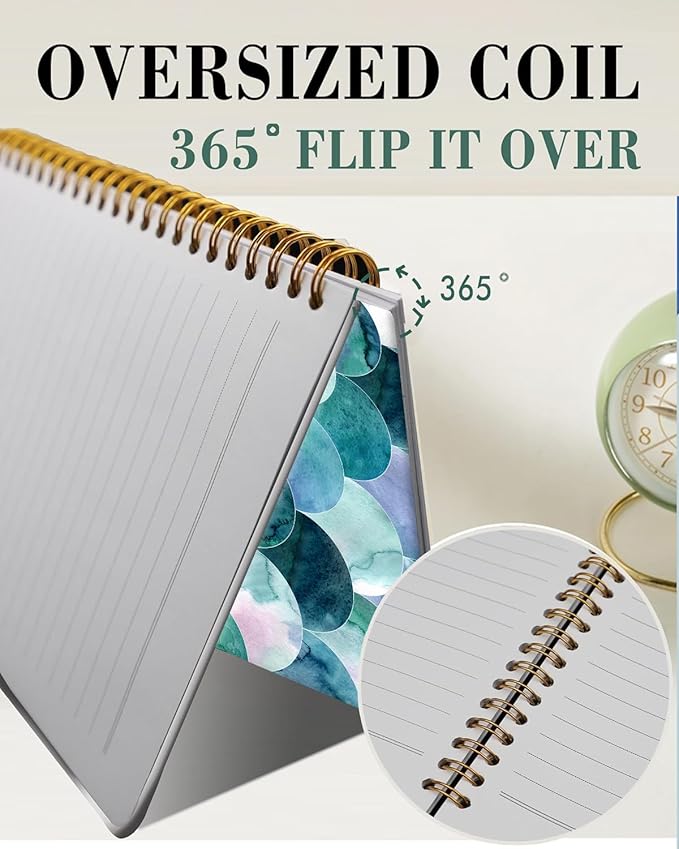 Spiral Journal Notebook,A5 Hardcover Lined Journals for Women 6 x 8.3 in,60 Sheets 120 Pages Thick Paper,Cute College Ruled Writing Notebook for Office Work School(Beautiful Green Mermaid Scales)