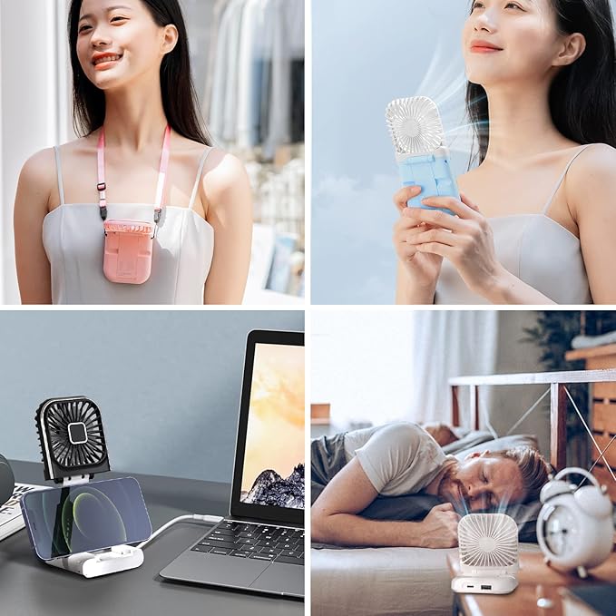 FADACHY Portable Fan Rechargeable, Mini Handheld Fan 3000mAh Battery Operated Small Desk Fan for Office Outdoor Indoor