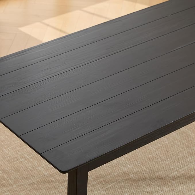 LZAREAL Modern Farmhouse Dining Table for 4 6 Solid Wood Dining Room Table Black Rectangular Kitchen Table Plank and Beam Dining Table for Dining Room Kitchen Restaurant