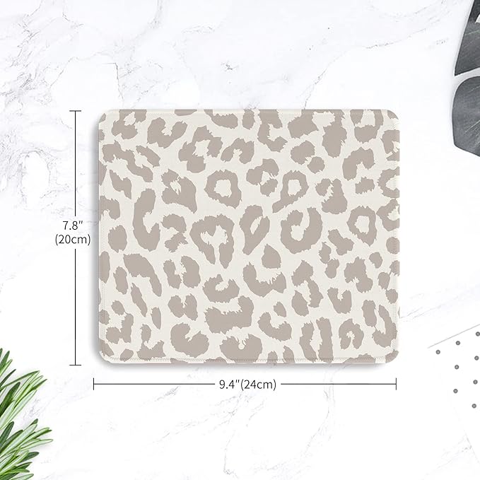 Seorsok Grey Leopard Mouse Pad, Mouse Mat Square Waterproof Mouse Pad Non-Slip Rubber Base Mouse Pads for Office Laptop,9.5"x7.8"x0.12" Inch
