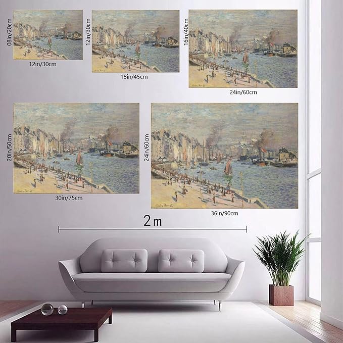 CFIOZYOS 40+ Monet Famous Print Posters Port of Le Havre by Claude Monet Impressionism Canvas Wall Art Print Poster For Home School Office Decor Frame 16×24inch(40×60cm)