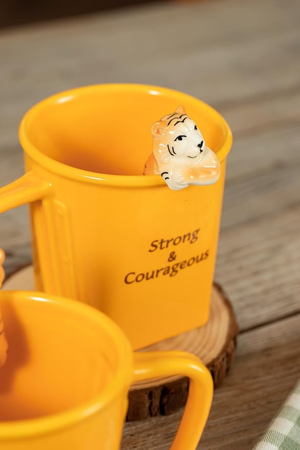 DIHOclub Premium Ceramic Coffee Mug with Tiger Sculpture Unique Inspirational Gift for Men Women Father's Day Birthday Christmas