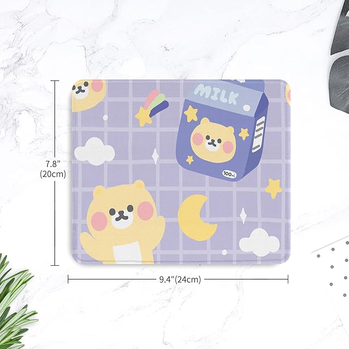 Seorsok Cute Bear Mouse Pad,Mouse Mat Square Waterproof Mouse Pad Non-Slip Rubber Base Mouse Pads for Office Laptop,9.5"x7.8"x0.12" Inch