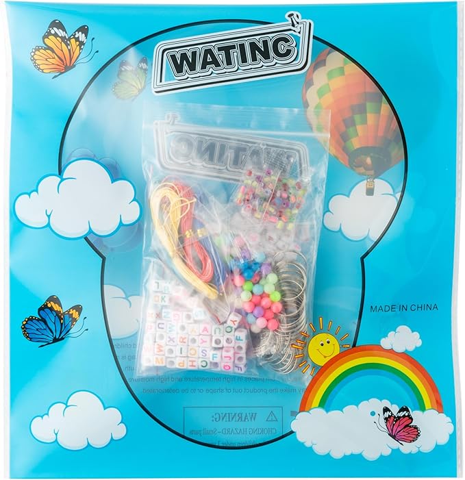 WATINC 286Pcs DIY Keychain Making Craft Kits,Beads for Jewelry Making Set Supplies with Colorful Alphabet Transparent Beads, Bag Charm Bracelets Key Ring Accessories Festival Party Favor for Women Men