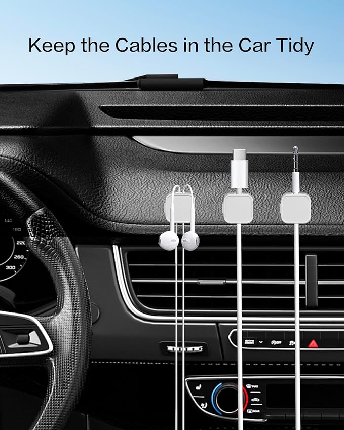 10 Pack Desk Cable Strong Adhesive Management Clips,Organize Phone Charging Magnetic Cable wire Holder, easy to open, for Desk, Wall, Office, Car,Nightstand(White)