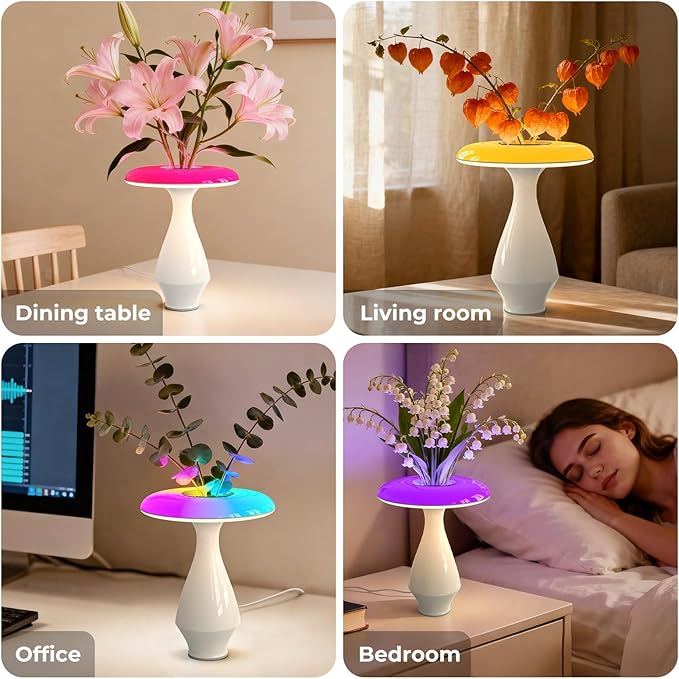 2-in-1 Ceramic Table Lamp, RGB Color-Changing & LED 3000K Bedside Lamp, Modern Vase Lamp for Bedroom, Nightstand, and Office Desk Decor