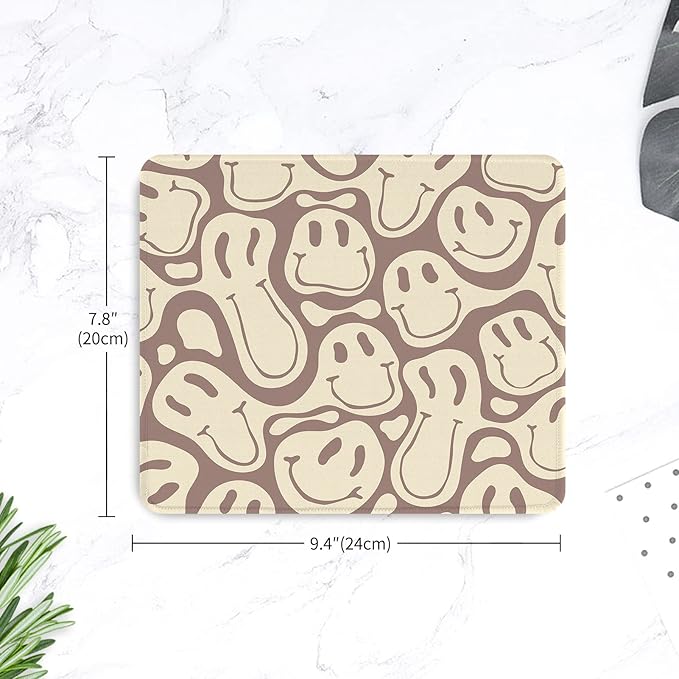Seorsok Square Mouse Pad Cute Retro Smiley Hippie,Office Home Personalized Premium-Textured Mouse Mat Design,Waterproof Mousepad,Non-Slip Rubber Base Computer Mouse Pads for Wireless Mouse