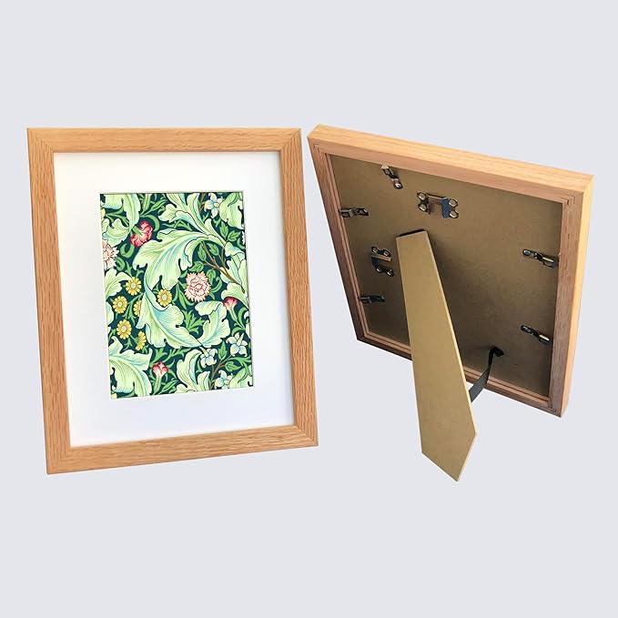 8x10 Picture Frame Set of 4 OAK Solid Wood with Real Glass for Pictures 5x7 with Mat or 8x10 Without Mat, Wall Mount or Tabletop Gallery Photo Frames(4 Pack, Oak)