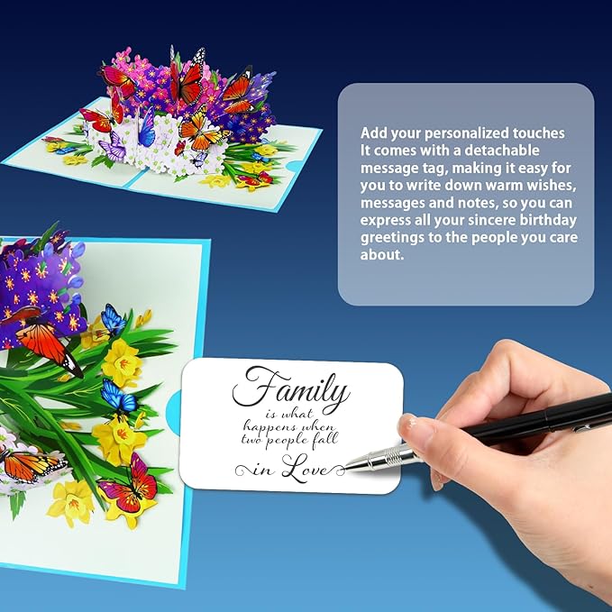 3D Butterfly Greeting Card - Christmas, Birthday & Anniversary Card for Wife, Husband, Girlfriend, Mom, Dad