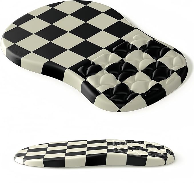 Ergonomic Mouse Pad Wrist Support,Black&White Wrist Rest Mousepad for Carpal Tunnel Pain Relief with Integrated Memory Foam Slope Massage Design