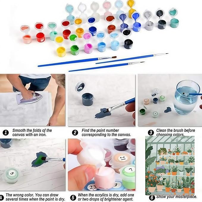 CSZPPQAF Paint by Numbers Kit for Adults Beginner, Green Plants Paint by Number Kits on Canvas, DIY Easy Acrylic Watercolor Oil Painting by Numbers for Home Wall Decor 12X16inch