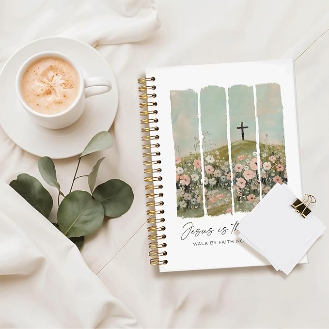 Bible Notebook for Women,Christian Gifts,Spiral Bible Jesus Notebook for Note Taking is the Light Christian Notebook, Church Notes Journal,Scripture Notebook for Church Notes, A5 Spiral Hardcover 5.5x8.3"
