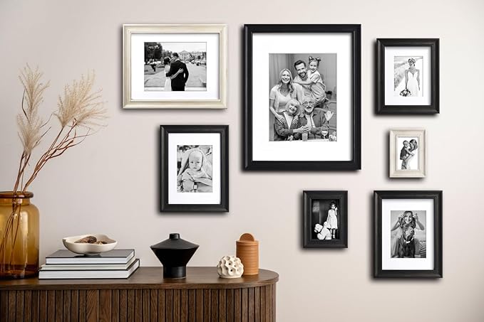 Yaetm 16x20 Picture Frame Matted to 11x14 Set of 4, 1.4" Wide Molding & Distressed Black Poster Frames 16 x 20 for Wall Gallery, Home and Office, Wall Mount (4 Pack, Black)