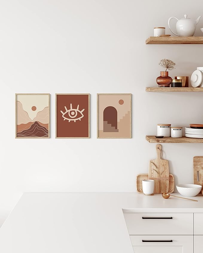 HAUS AND HUES Beige Oak Wood 9x12 Picture Frame - Modern Wood Wall Art Display - Lightweight 9x12 Frame for Art Prints, Photos, Posters - Ready-to-Hang Vertically & Horizontally (Set of 3)