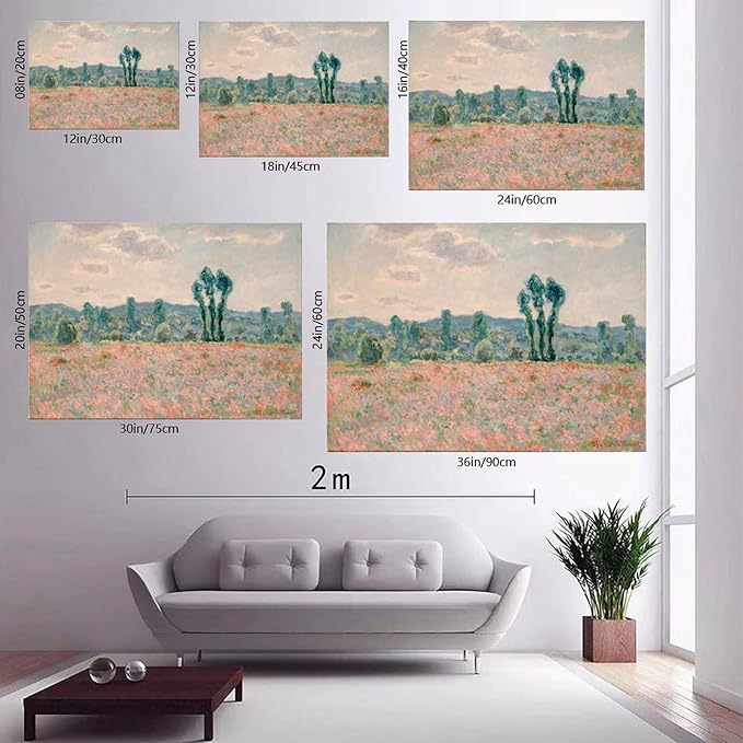 CFIOZYOS 40+ Monet Famous Print Posters Poppy Field by Claude Monet Impressionism Canvas Wall Art Print Poster For Home School Office Decor Frame 12×18inch(30×45cm)